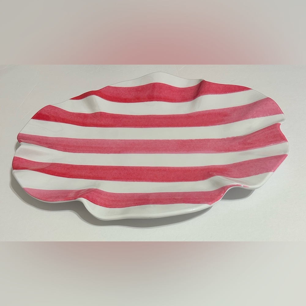 Hobby Lobby Melamine Serving Platter Pink Stripe 15.6”X11.25”NEW